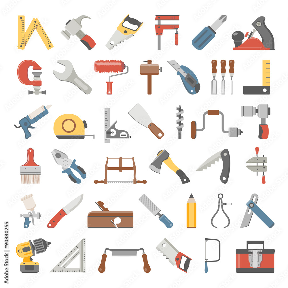 Flat Icons - Hand Tools Flat Icons - Hand Tools