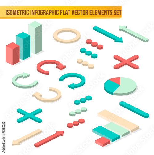 Vector isometric infographic elements. Flat isometric vector set