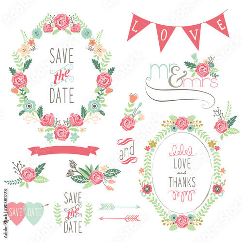 Wedding Rose Wreath Elements