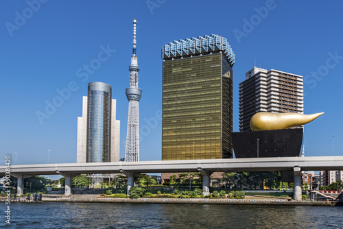 Photography TOKYO, JAPAN - AUGUST 6:  Tokyo skyline along the Sumida River i