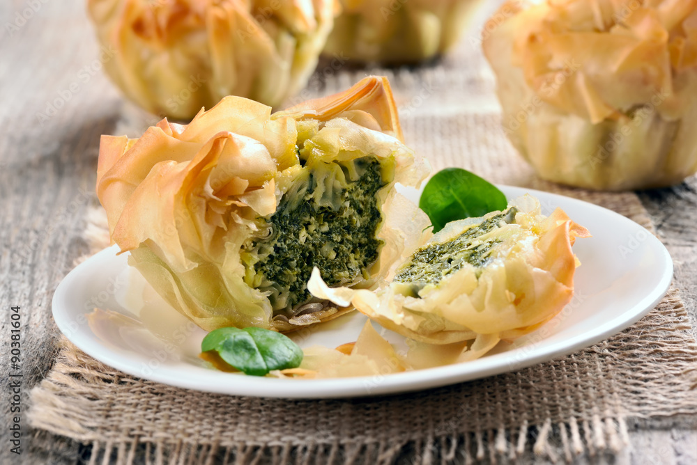 Cutted cake with spinach Cutted cake with spinach