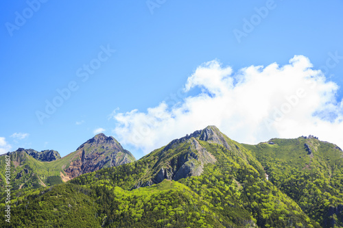 八ヶ岳の編笠山から望む 赤岳・ギボシ・権現岳