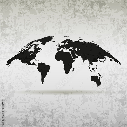 Stylish world map crumpled paper in bulk form