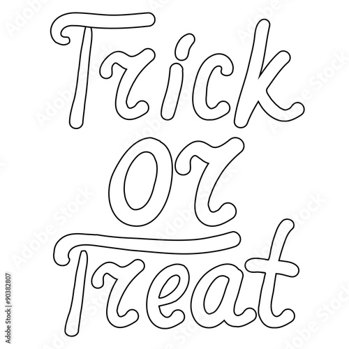 Cartoon word trick or treat isolated on white background