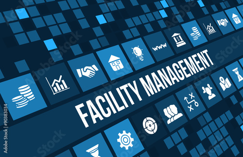Facility management concept image with business icons and copyspace. photo