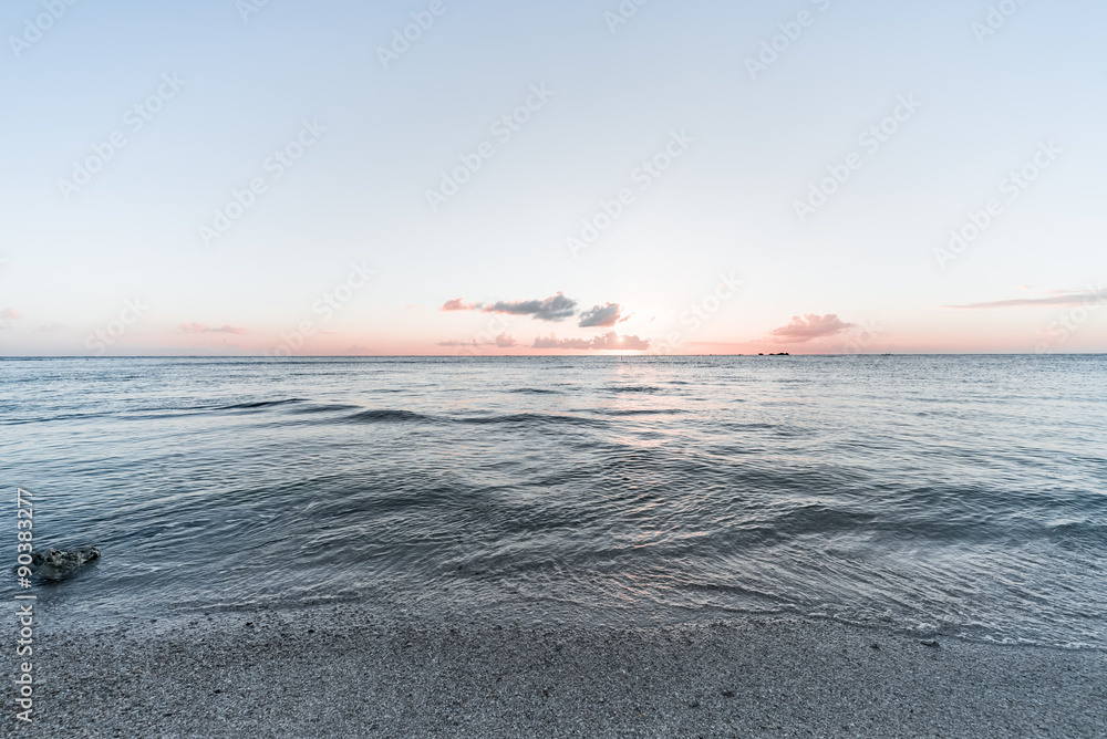 Fototapeta premium Sunset, sunlight, sea. Okinawa, Japan, Asia.
