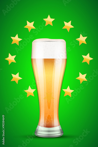 Vector Illustration beer and gold stars.
