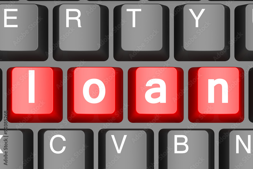 Red loan button on modern computer keyboard Red loan button on modern computer keyboard