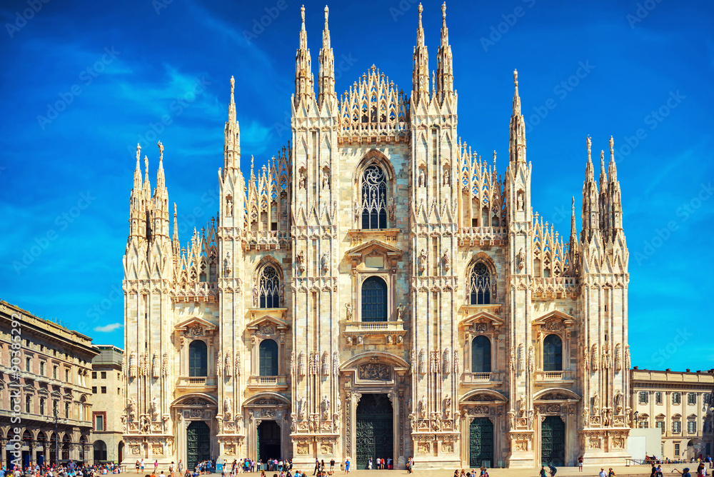Daytime view of famous Milan Cathedral Duomo