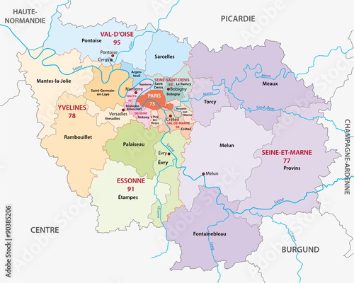 Ile-de-France administrative map