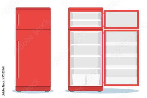 Refrigerator opened with food. Fridge Open and Closed with foods