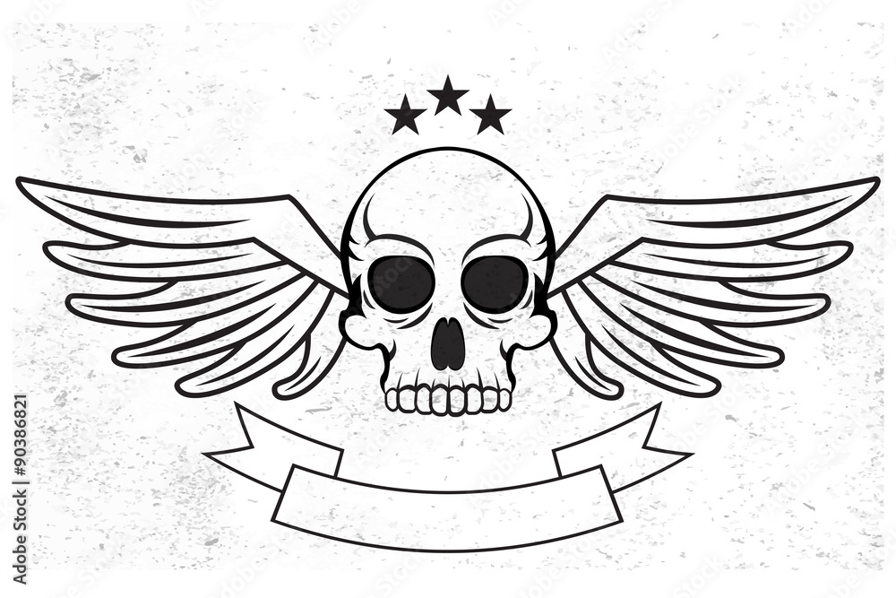 Fototapeta premium Wings skull logo