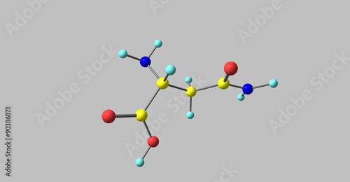 Asparagine molecule isolated on grey