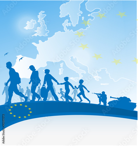  immigration people on europe background © doom.ko