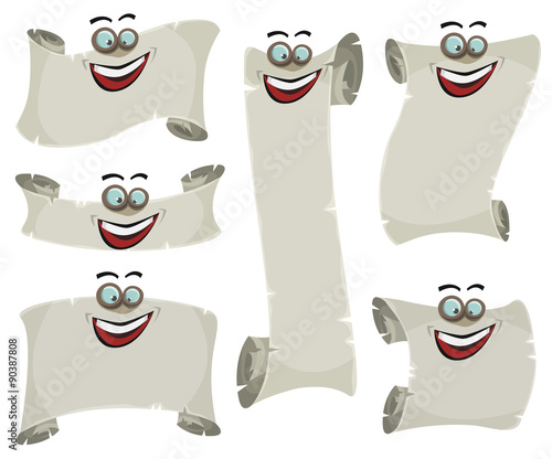 Parchment Scroll And Banners Characters Set