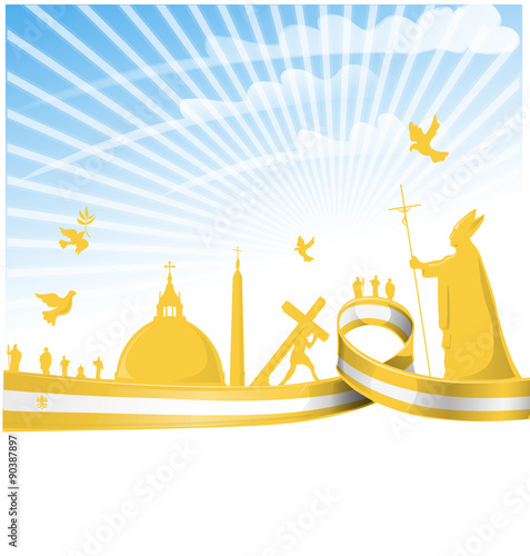 vatican city flag on  background