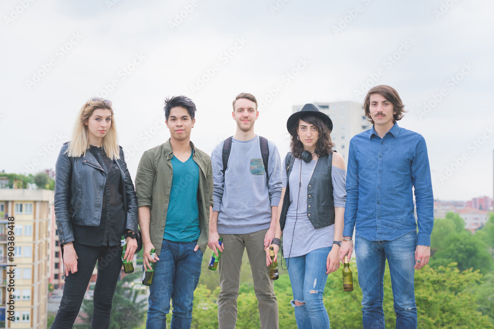Group of young multiethnic friends having fun Group of young multiethnic friends having fun