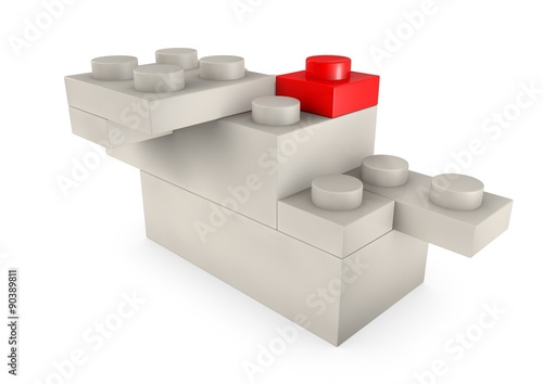 Business Leadership Strategic and Competitive Edge Concept Metaphor with Toy Plastic Blocks isolated in white Background