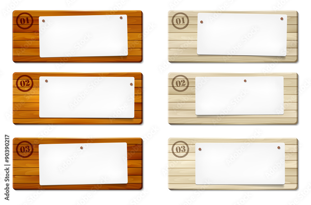 Set of wooden frames with paper board Set of wooden frames with paper board