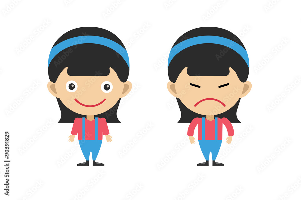 Vector cute cartoon girl