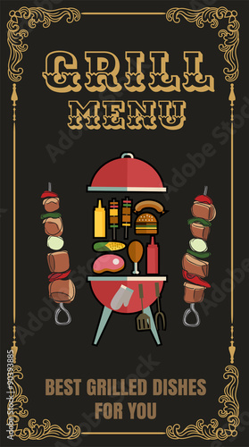 Vector Illustration of a Grill Menu Design Template