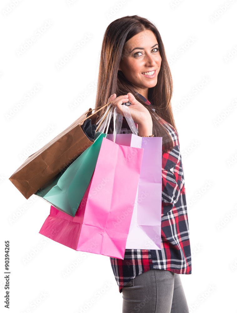 woman with many shopping bags