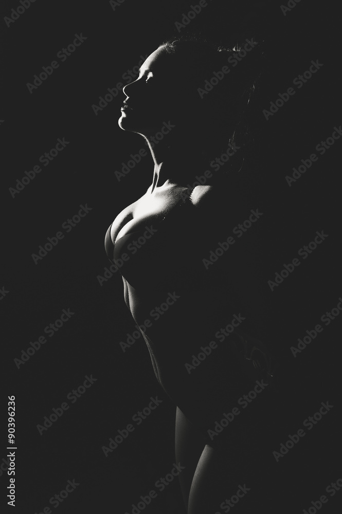 Picture of sexi lady half face silhouette over dark background Stock Photo  | Adobe Stock