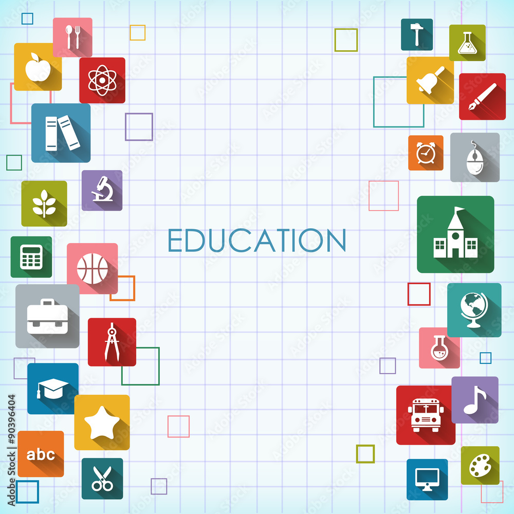 Background with vector School and Education flat icons