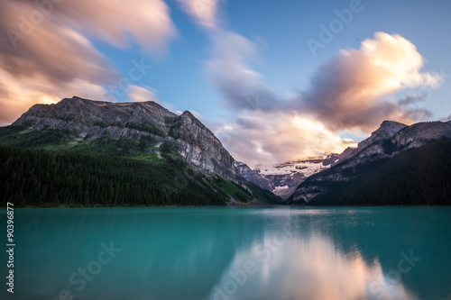 Lake Louise at sunset in Banff National Park  Canada