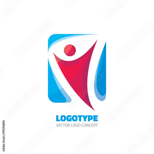 Free Download Abstract human character - vector logo concept illustration for sport club, health center, music festival etc. Vector illustration symbol. Vector logo template. Human icon. Design element. - GFXLoad