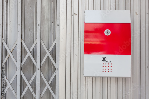 Obraz na płótnie Red-white color mailbox, letter box w salonie
