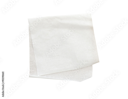 Blank paper napkin isolated on white background with clipping path