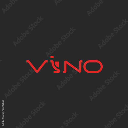 Italian red wine logo the word, an emblem for the wine menu, lettering with a glass of red wine on a black background