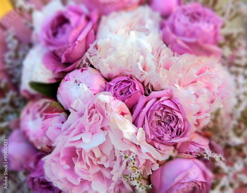 Detail of pink roses bouquet