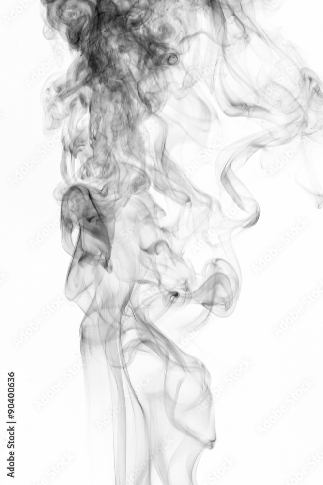 Abstract black smoke swirls over white background Abstract black smoke swirls over white background