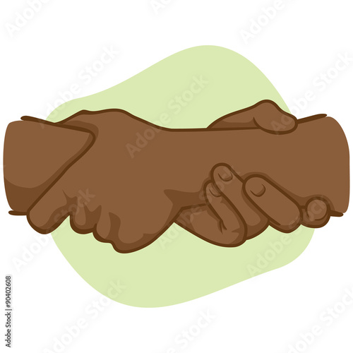 Illustration leaning hands holding a wrist of the other, African descent