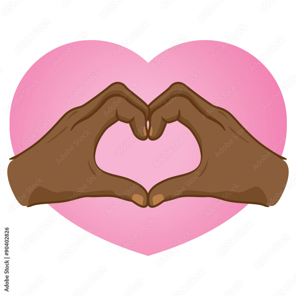 Obraz premium Illustration hands forming a heart, African descent
