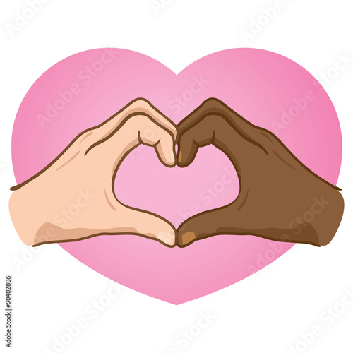 Illustration hands forming a heart, ethnicity