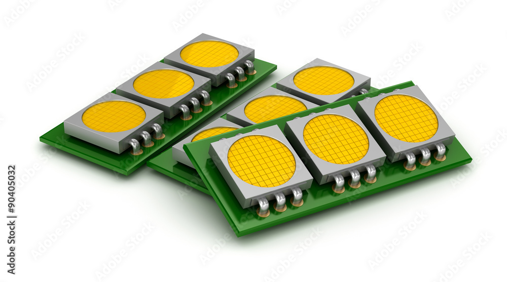 LED chip panels over white, 3D illustration LED chip panels over white, 3D illustration