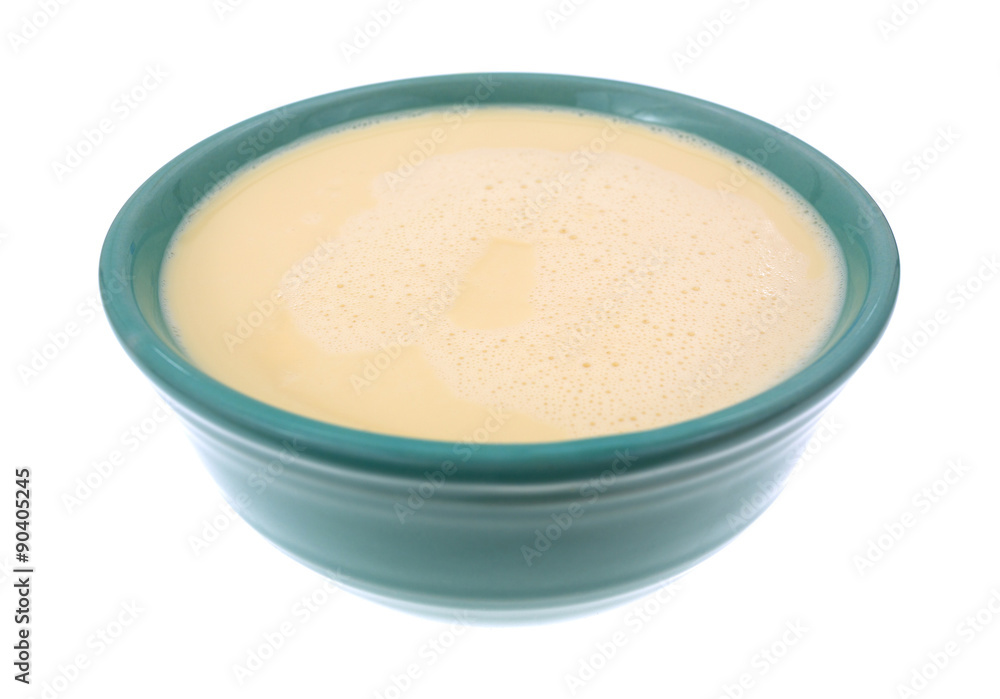 Bowl of evaporated milk on a white background. Bowl of evaporated milk on a white background.