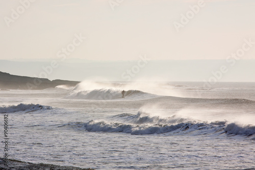 Winetr surfing off the North Devon coast