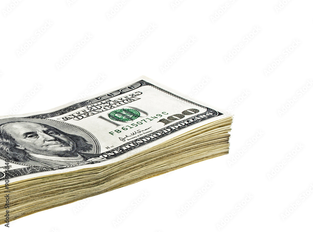 Stack of hundred dollars isolated on a white background Stack of hundred dollars isolated on a white background