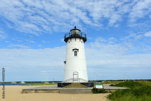 Edgartown Harbor Lighthouse at the entrance into Edgartown Harbor and Katama Bay  Martha s Vineyard  Massachusetts  USA. This historic lighthouse was built in 1828.