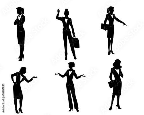 Six businesswomen silhouettes