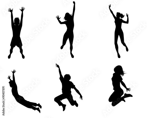 Six jumping teenagers