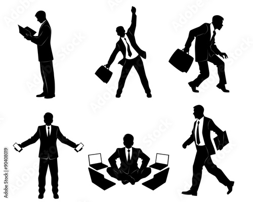 Six businessman silhouettes