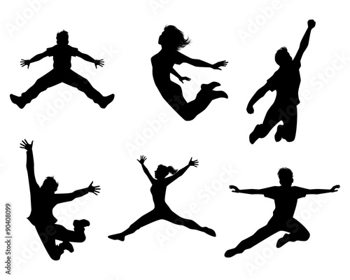 Six jumping teenagers