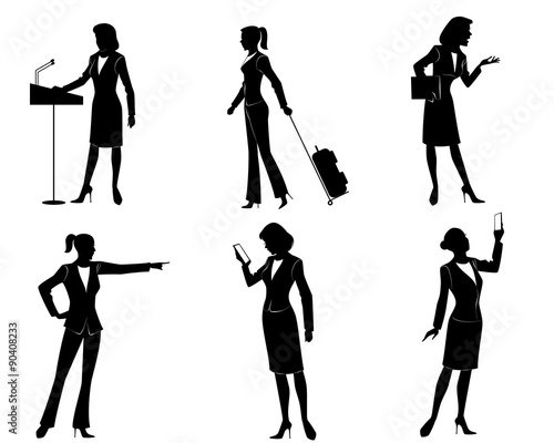Six businesswomen silhouettes