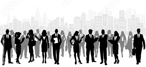 Business team on city background