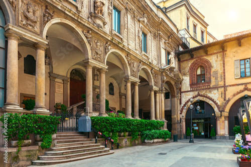 Palace of the Palatine School in Piazza Mercanti, Milan. Italy photo